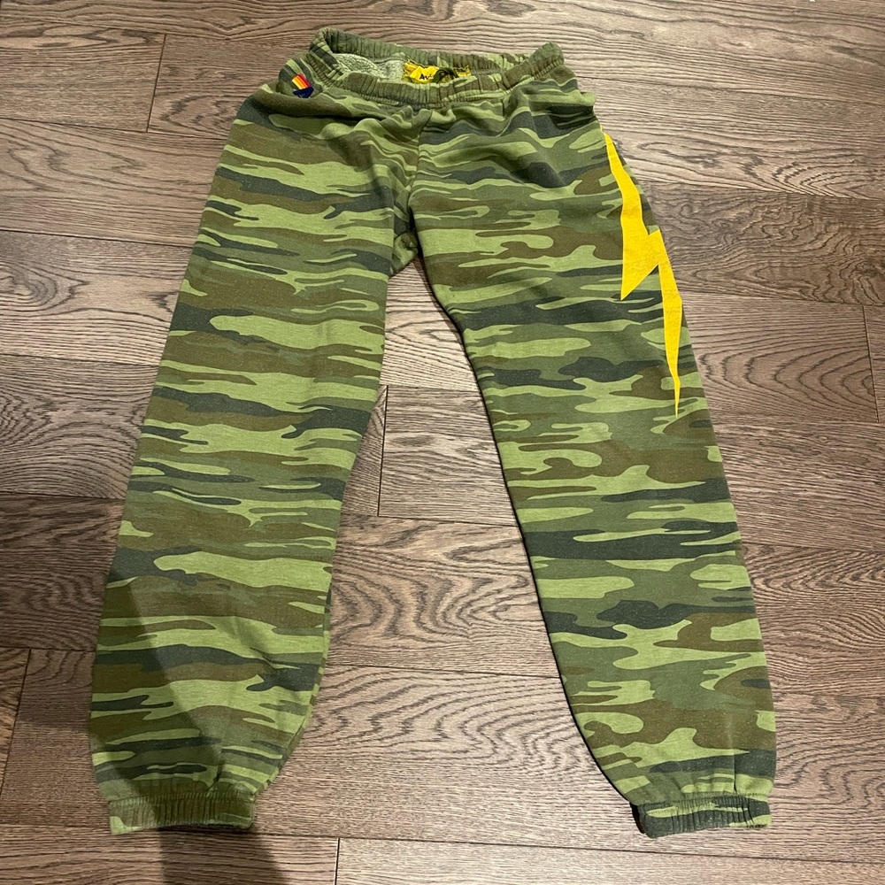 Aviator nation Camouflage Joggers with Yellow Lightning Bolt